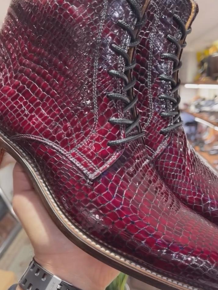 Men's Burgundy Python Boots