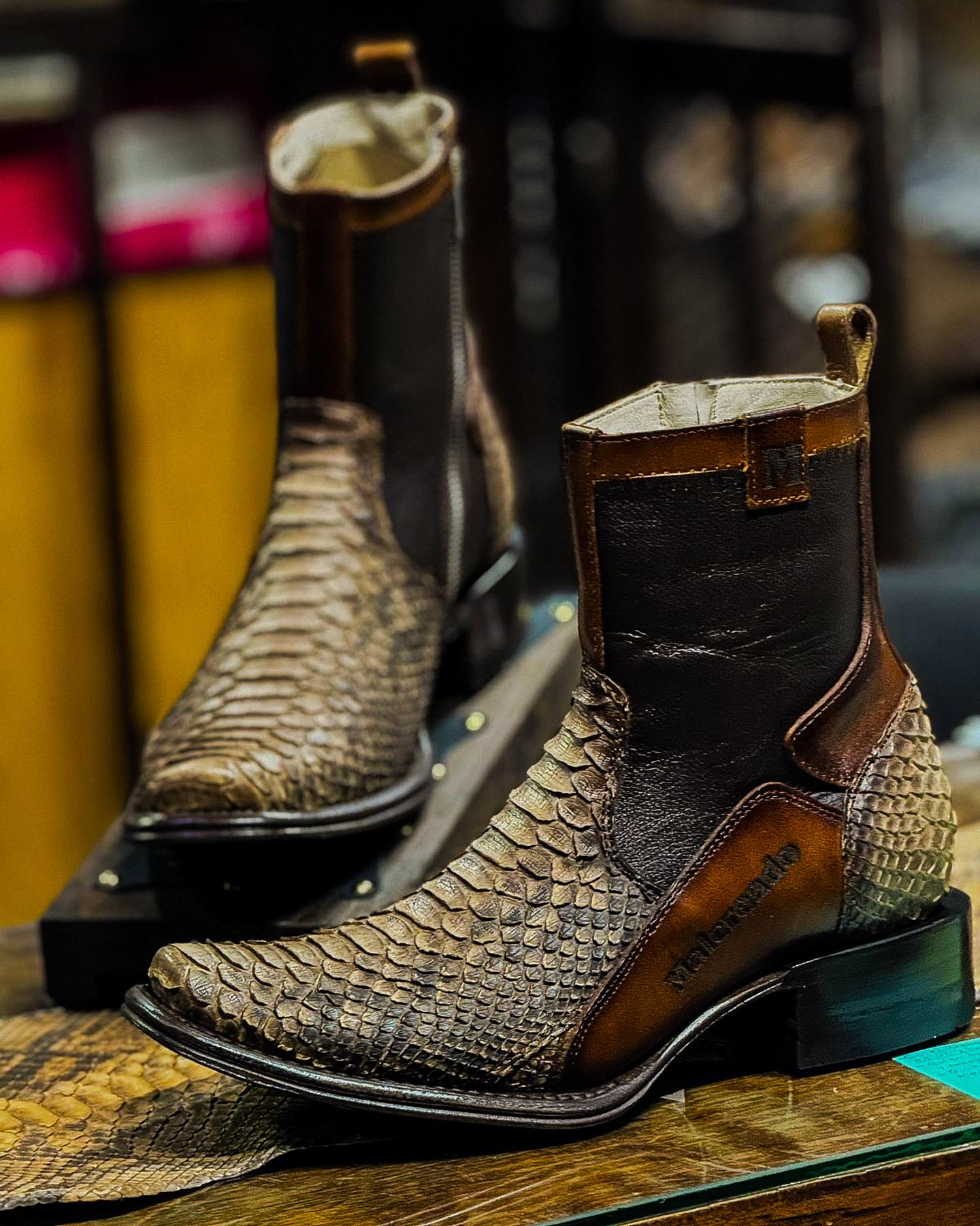 Handmade Printed Python Cowboy Boots