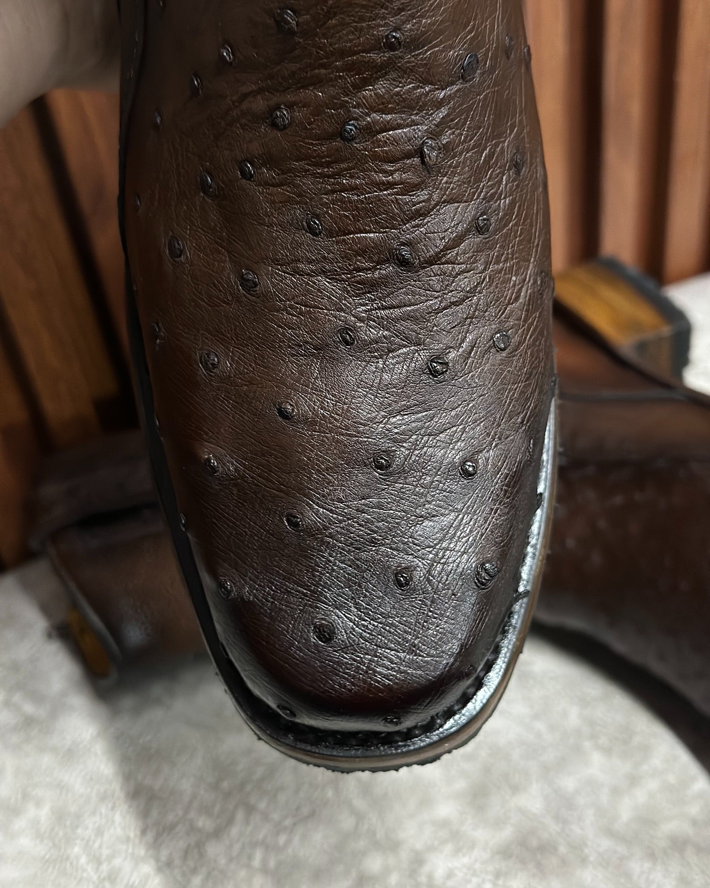 Vintage Ostrich Leather Cowboy Boots