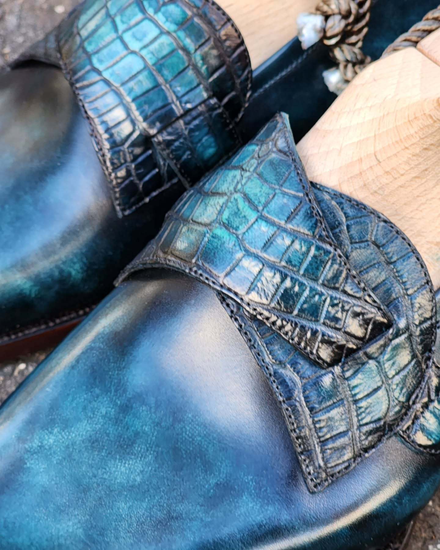 Teal Patina Butterfly Loafers