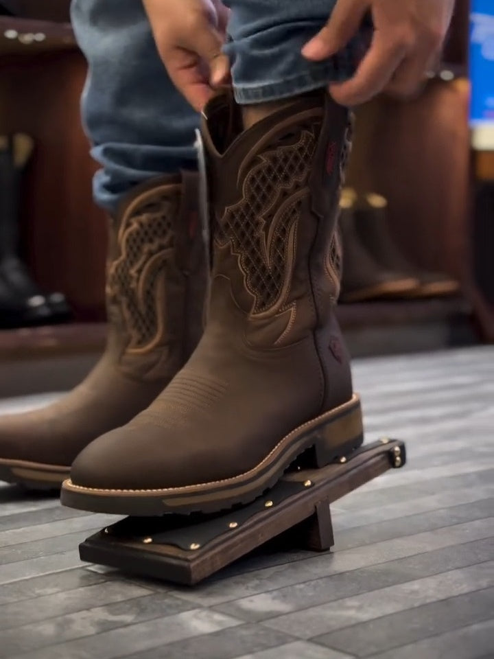 Hand-carved Vintage Square Toe Cowhide Boots