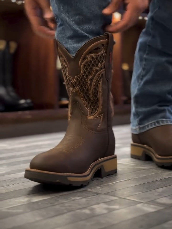 Hand-carved Vintage Square Toe Cowhide Boots