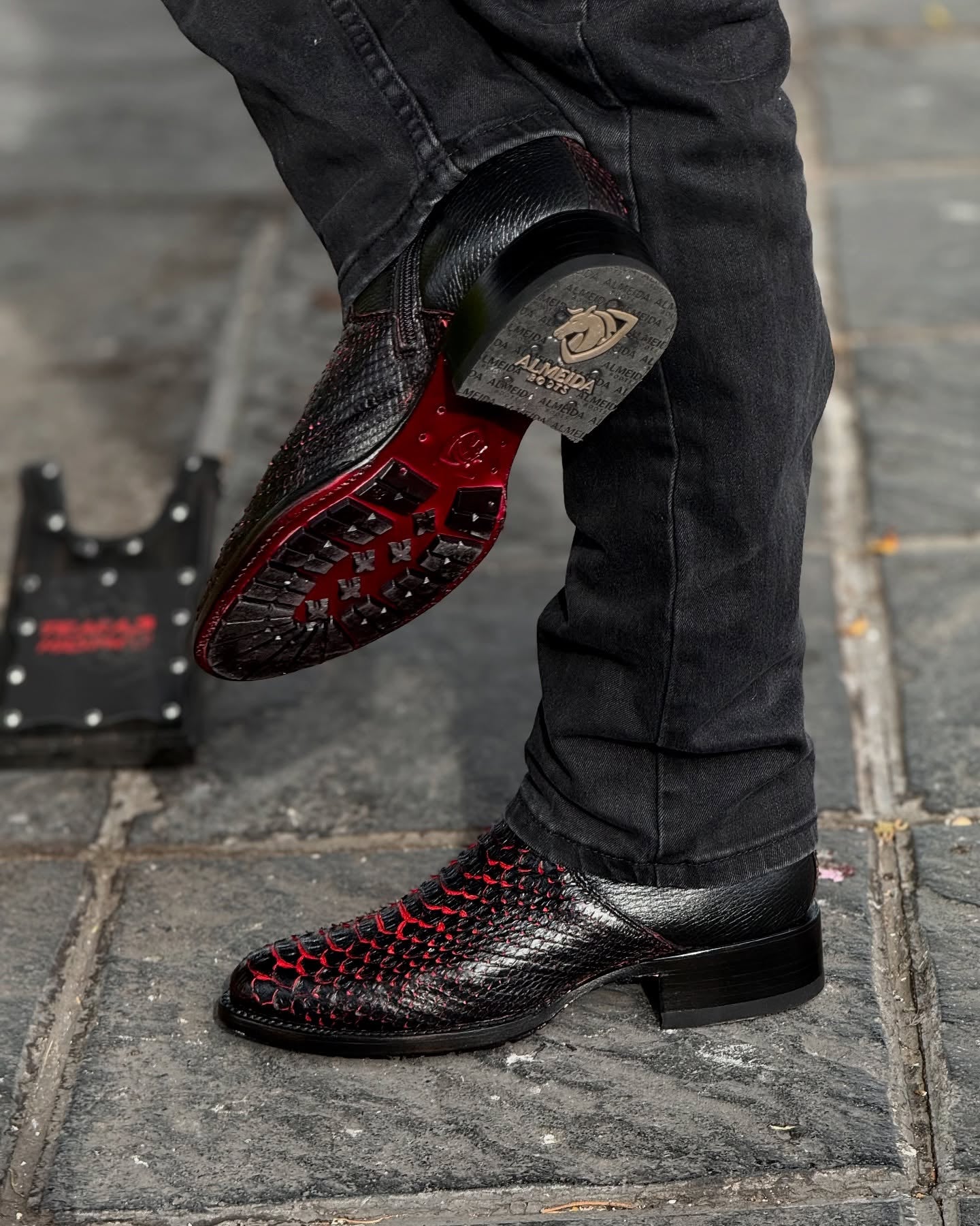 Handmade python skin ankle boots