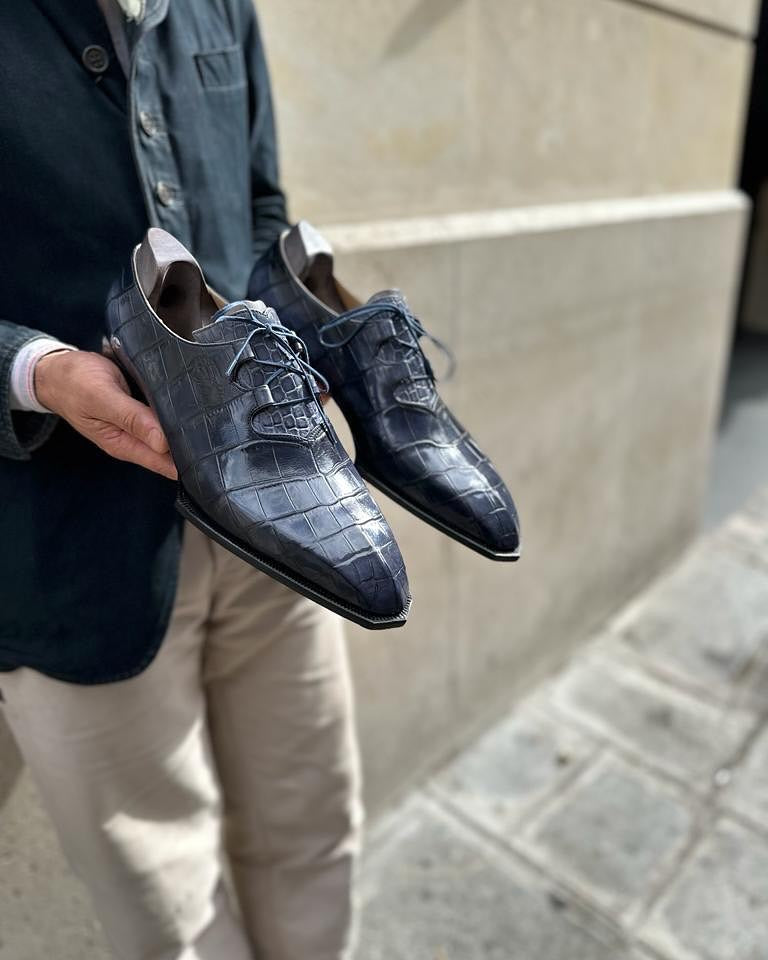 Crocodile Men's Formal Gray Oxfords