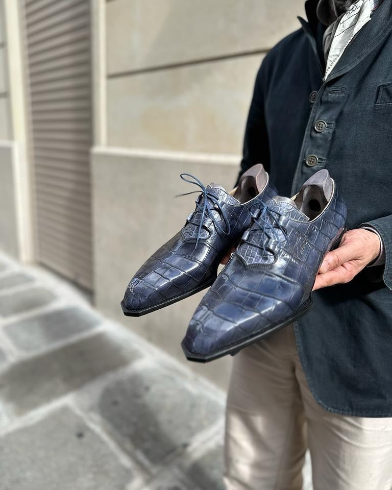 Crocodile Men's Formal Gray Oxfords