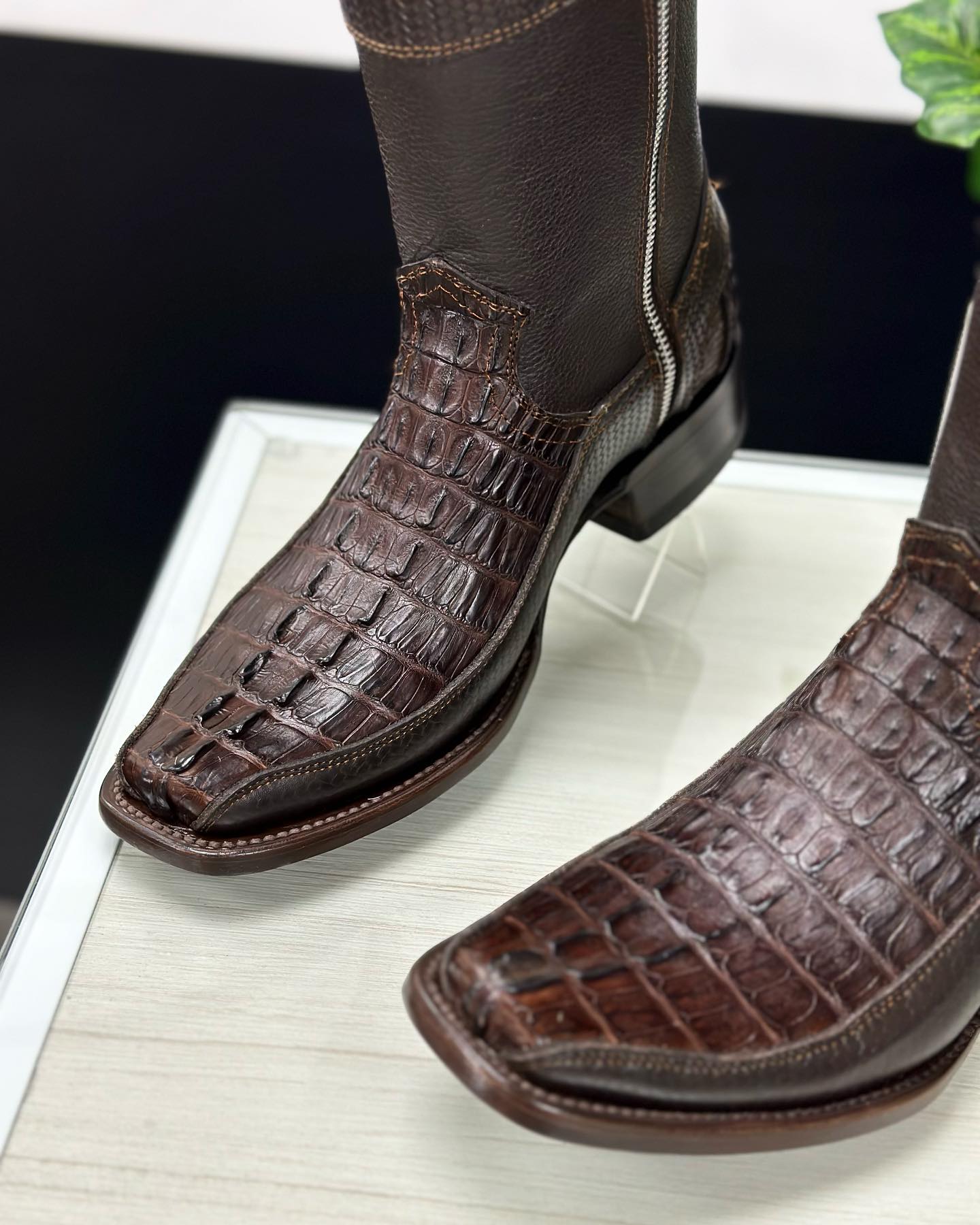 Crocodile Leather Zip Cowboy Boots