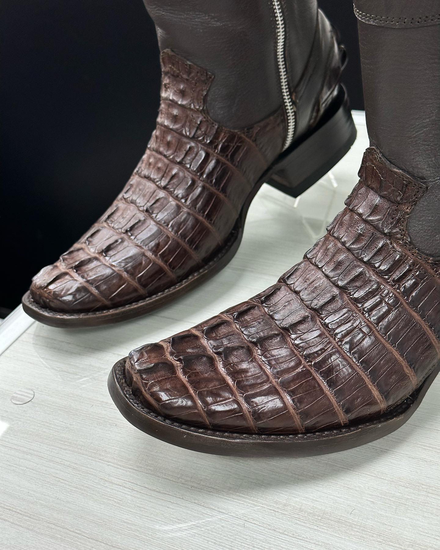 Handmade Crocodile Patchwork Cowboy Boots