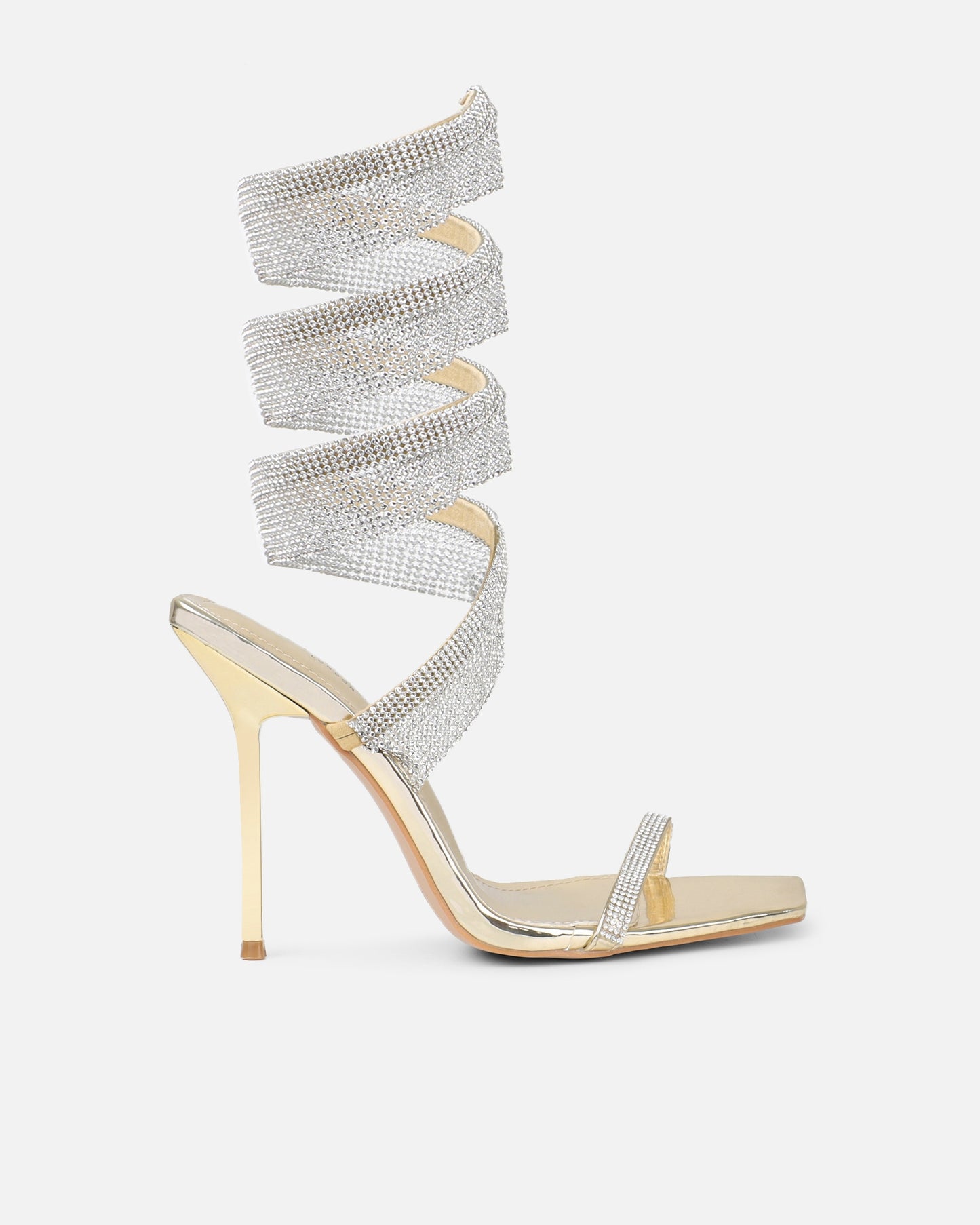 Rhinestone Spiral Heeled Sandals