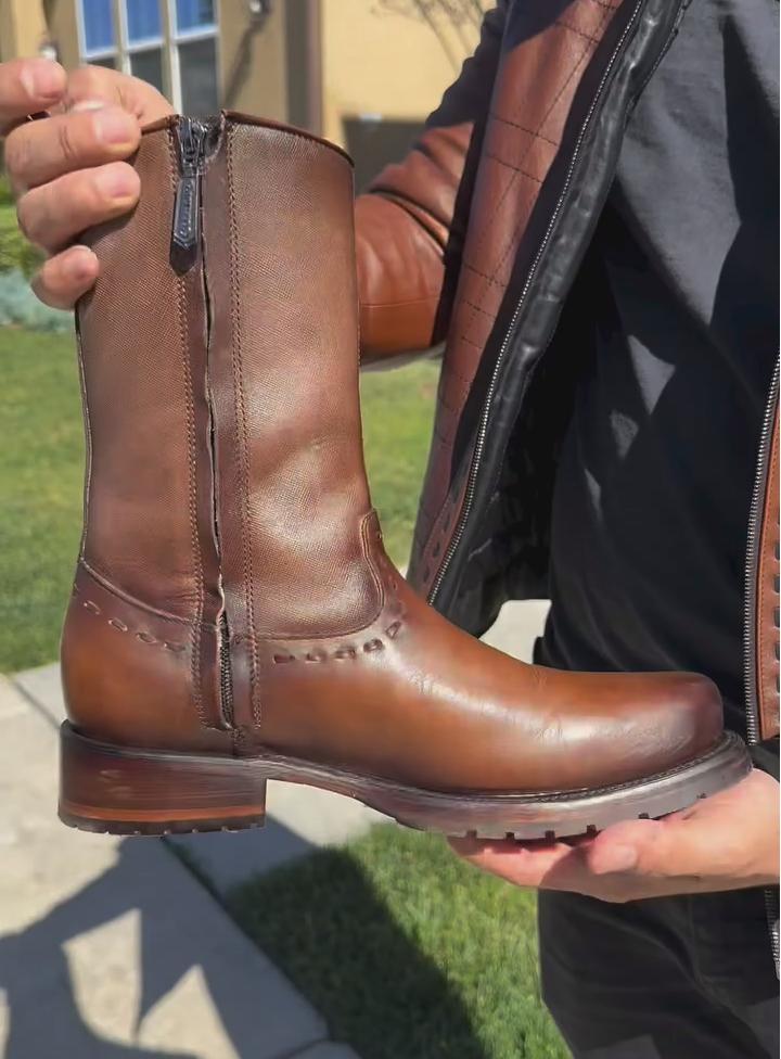 Vintage Woven Leather Boots