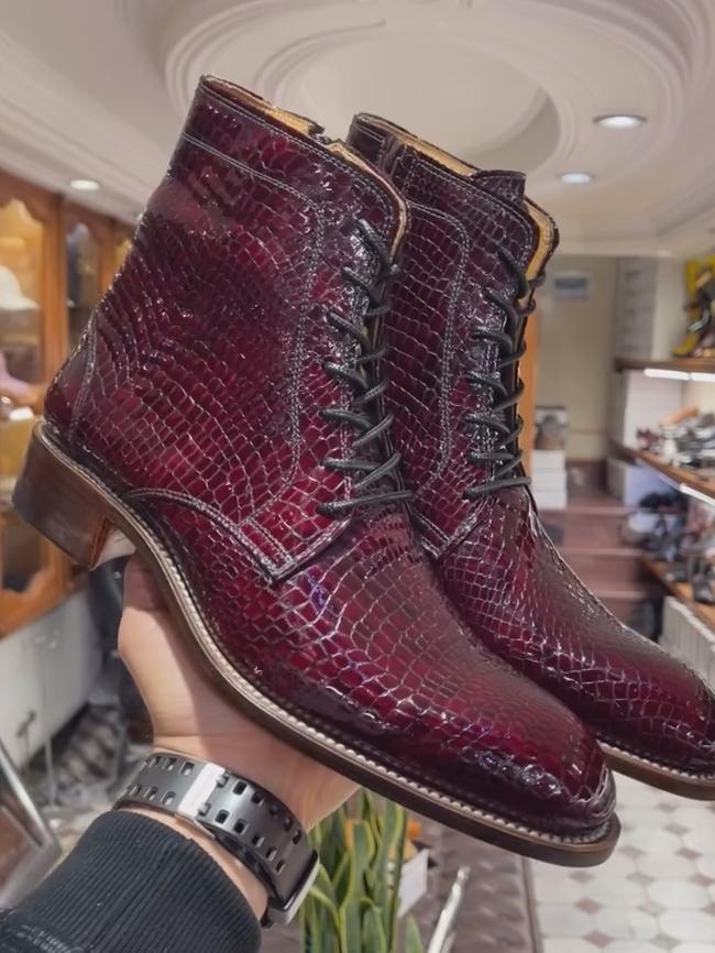 Men's Burgundy Python Boots