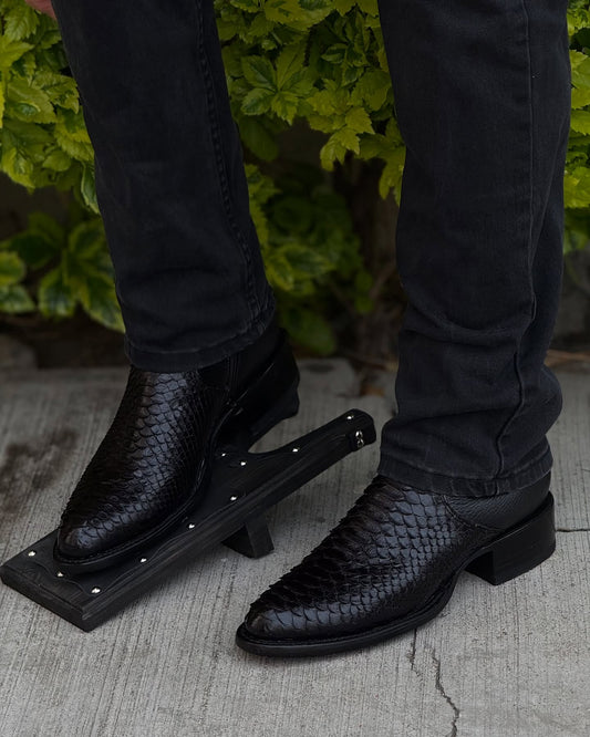 Handmade python skin ankle boots