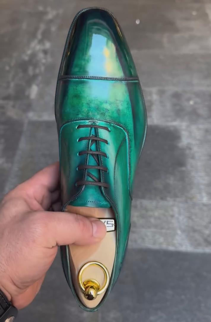 Green Handmade Formal Oxfords
