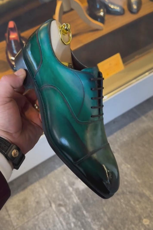 Green Handmade Formal Oxfords