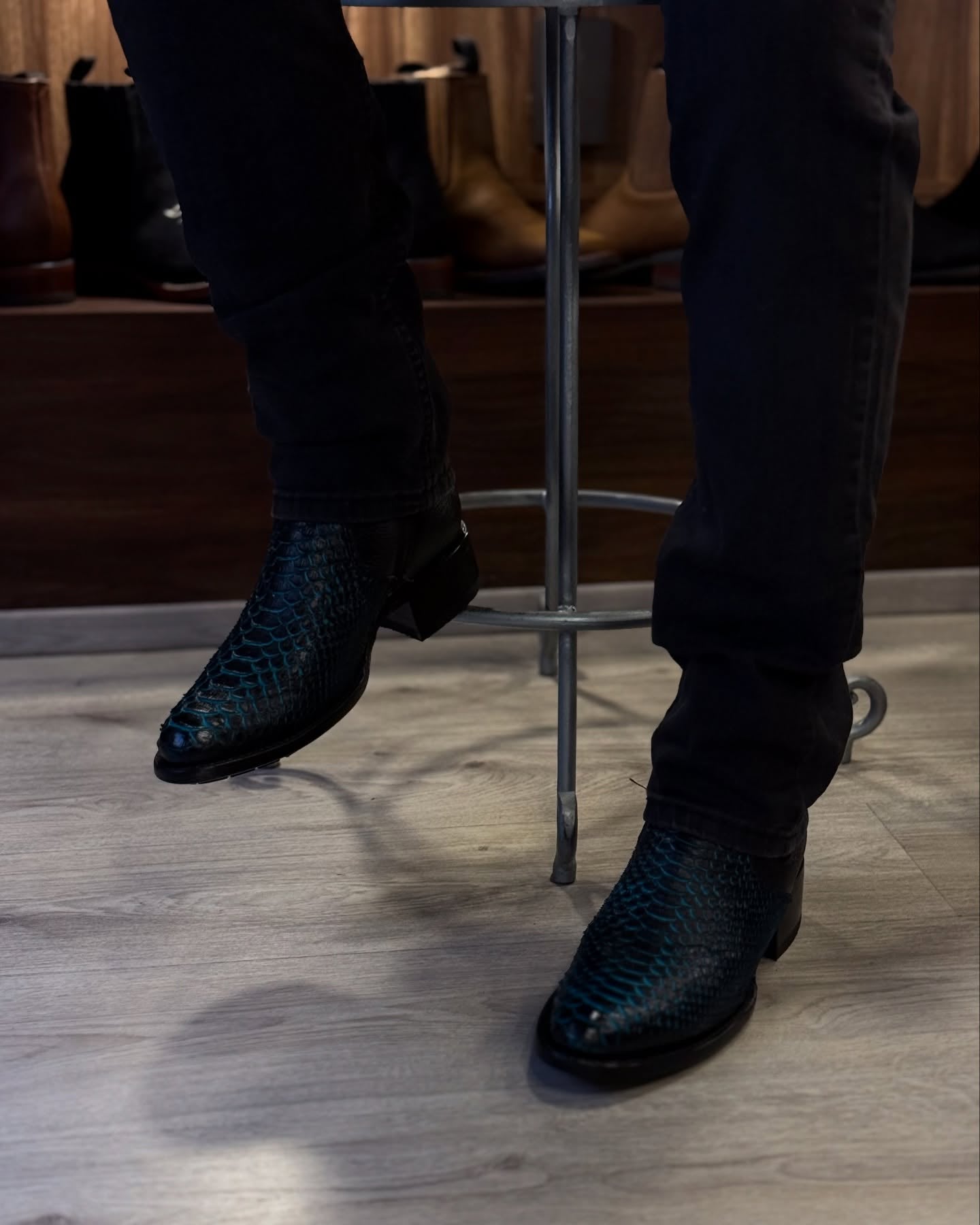 Black And Blue Python Ankle Boots