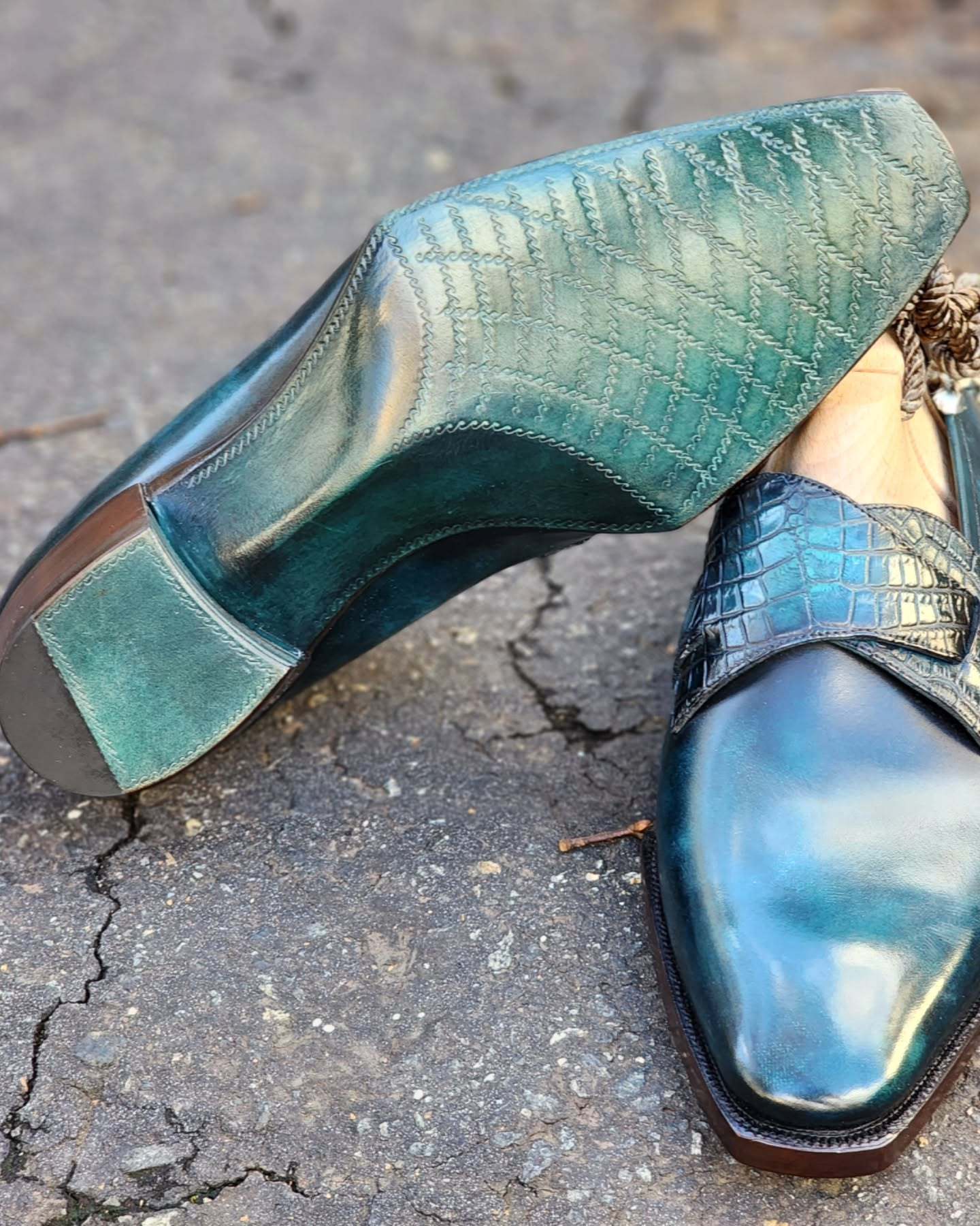 Teal Patina Butterfly Loafers