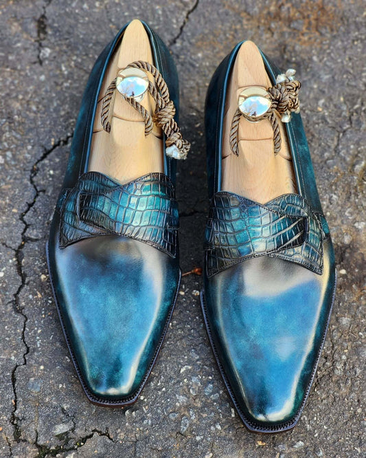 Teal Patina Butterfly Loafers