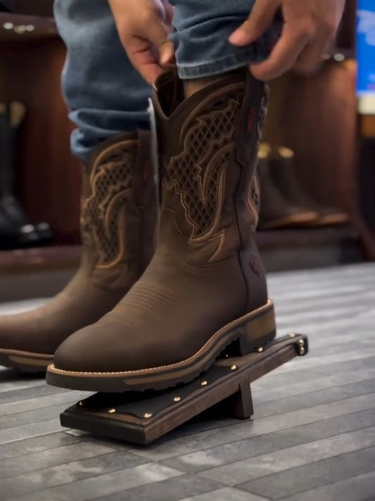 Hand-carved Vintage Square Toe Cowhide Boots