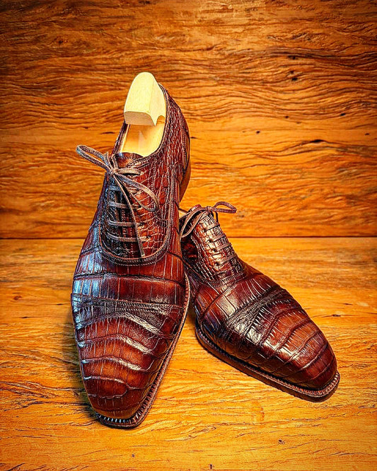 Handmade Crocodile Leather Oxfords