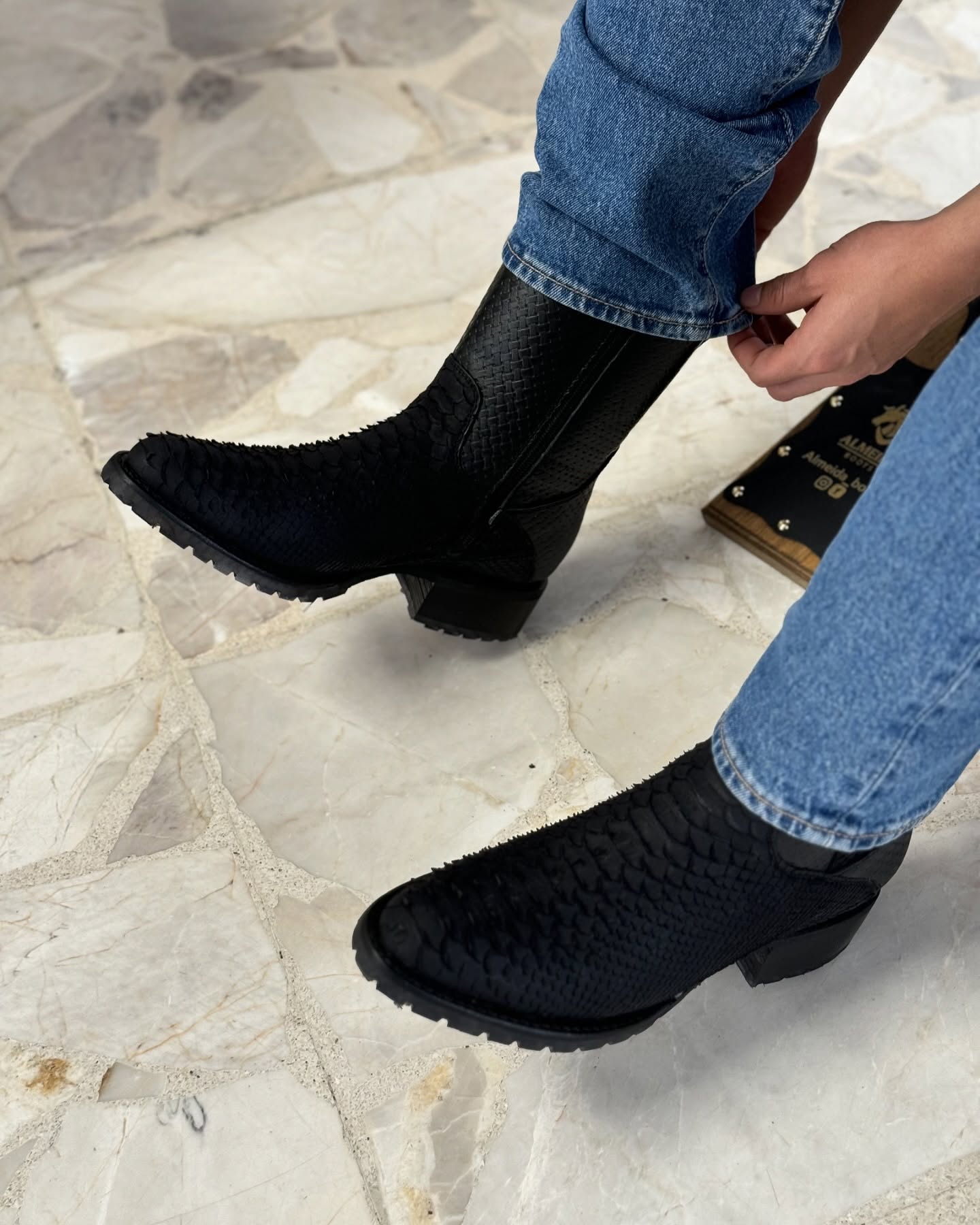 Italian Handmade Python Western Boots