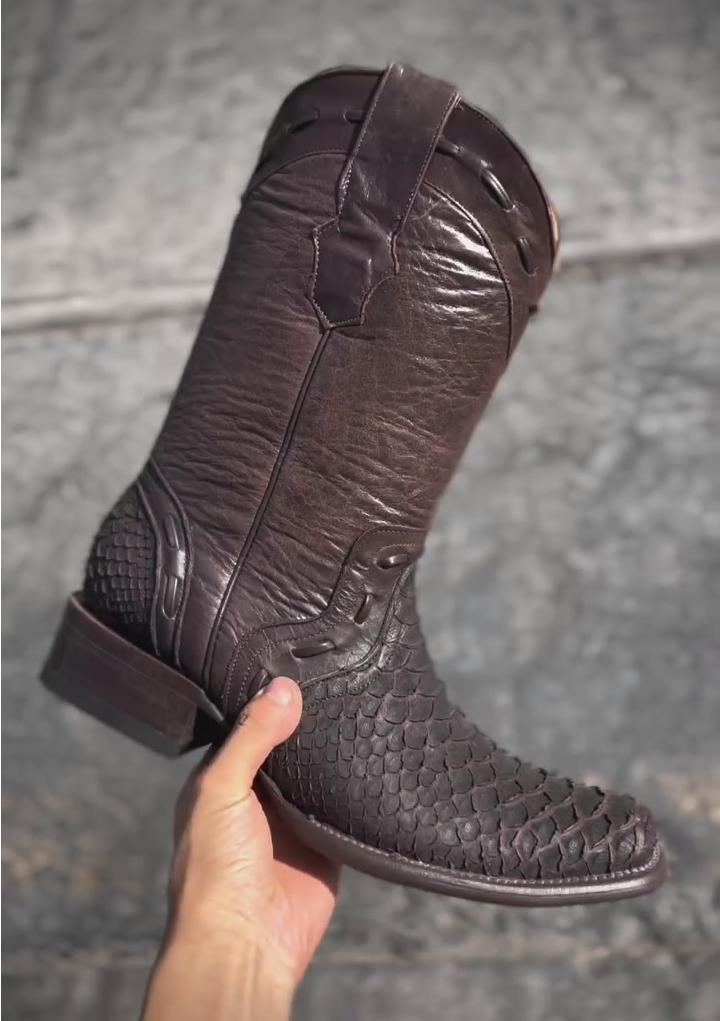 Vintage Non-Slip Python Skin Cowboy Boots