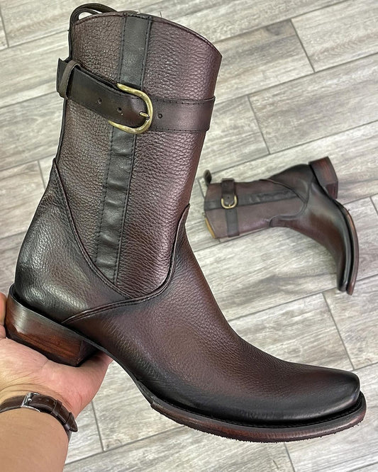 Unique And Original Belt Style Leather Boots