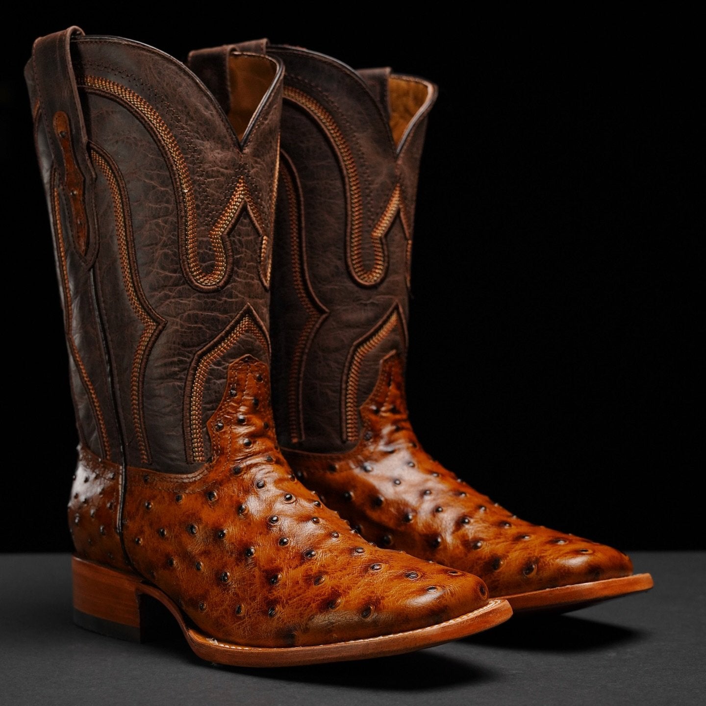 Square Toe Leather Western Cowboy Boots