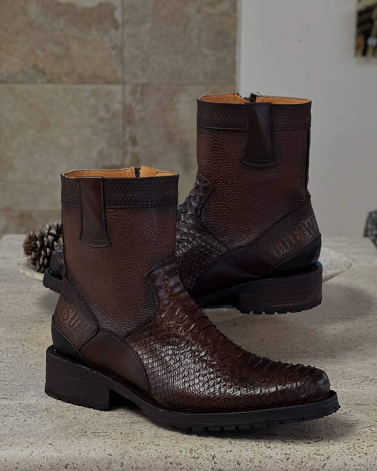 Handmade Zipper Python Cowboy Boot