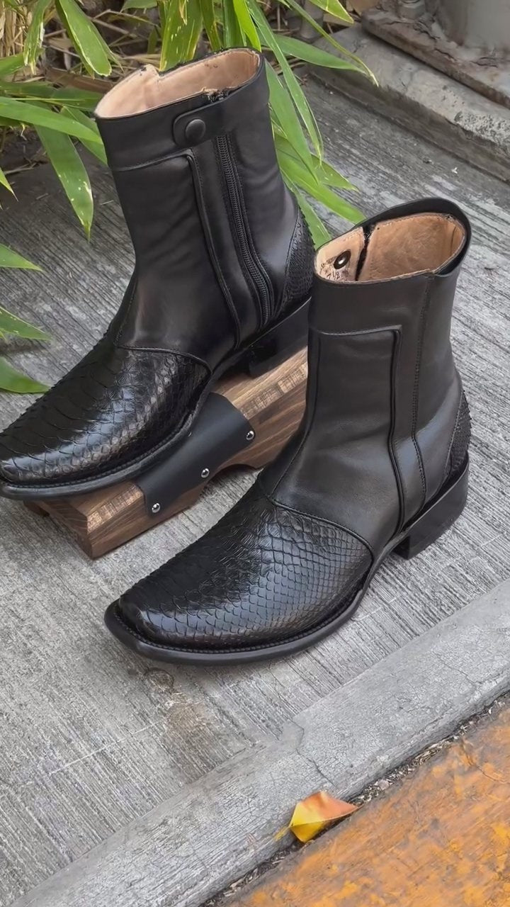 Unique Patchwork Python Boots