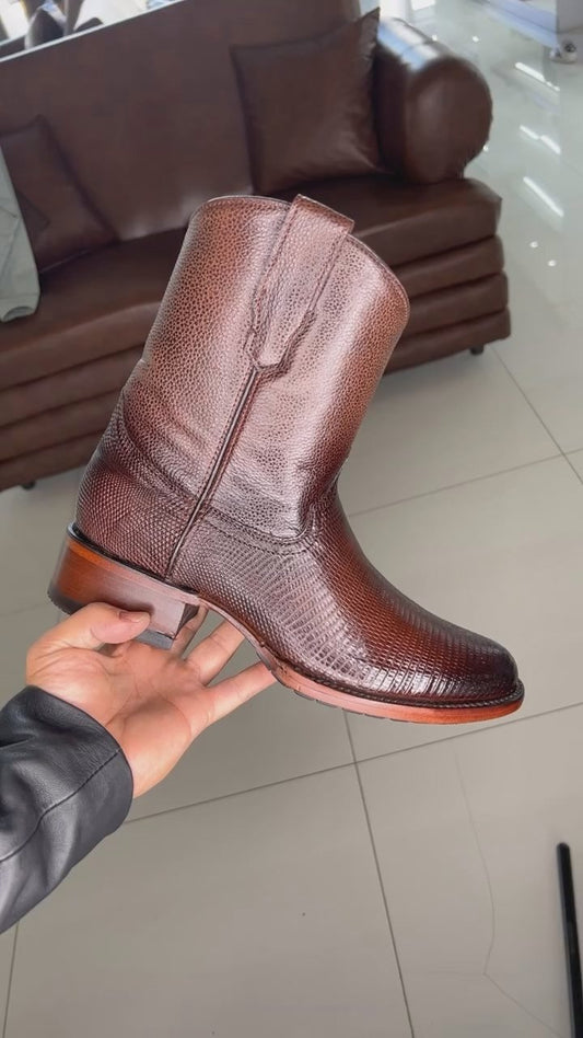 Sculpted Textured Western Cowboy Boots