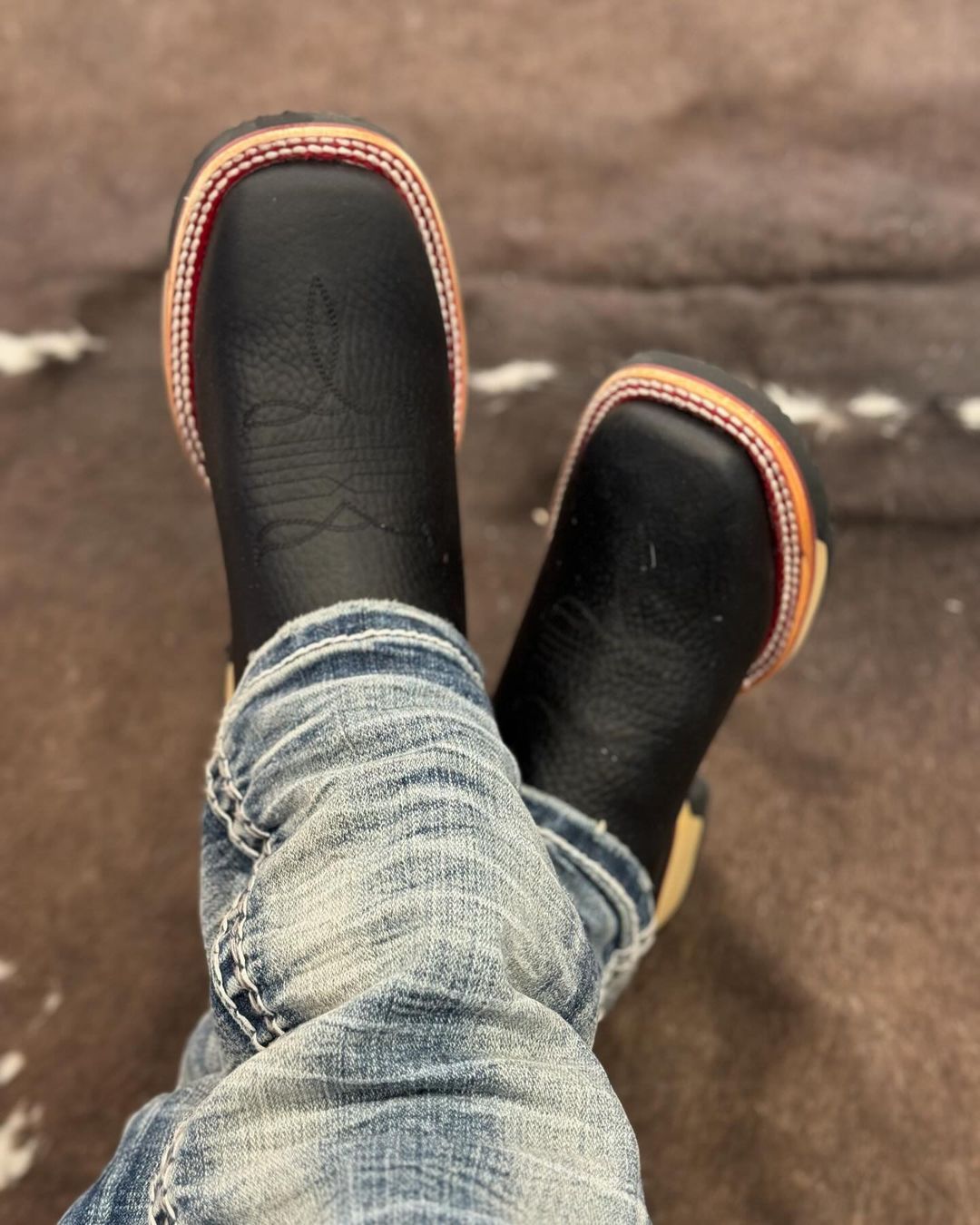 Square Toe Sculpted Textured Cowboy Boots