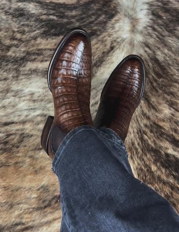 Handmade Vintage Crocodile Leather Chelsea Boots