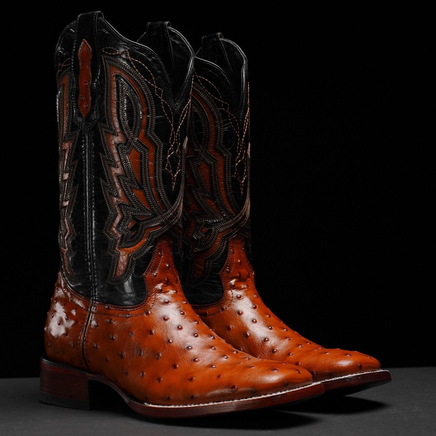 Square Toe Textured Leather Western Cowboy Boots