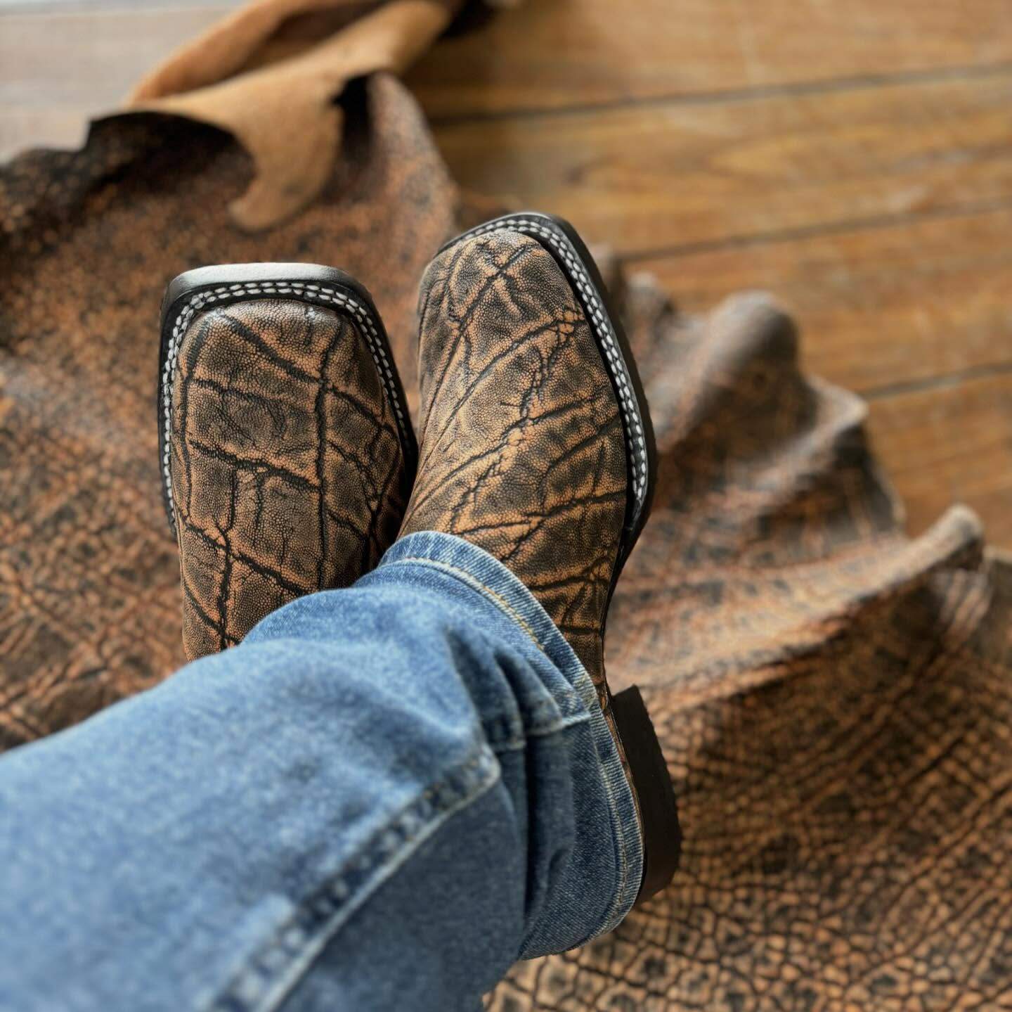 Vintage Patchwork Textured Cowboy Boots