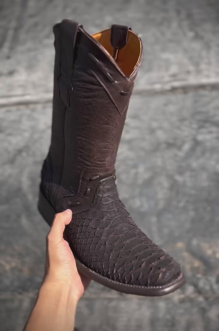 Vintage Non-Slip Python Skin Cowboy Boots