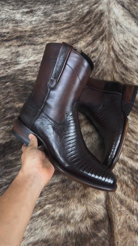 Sculpted Textured Leather Cowboy Boots