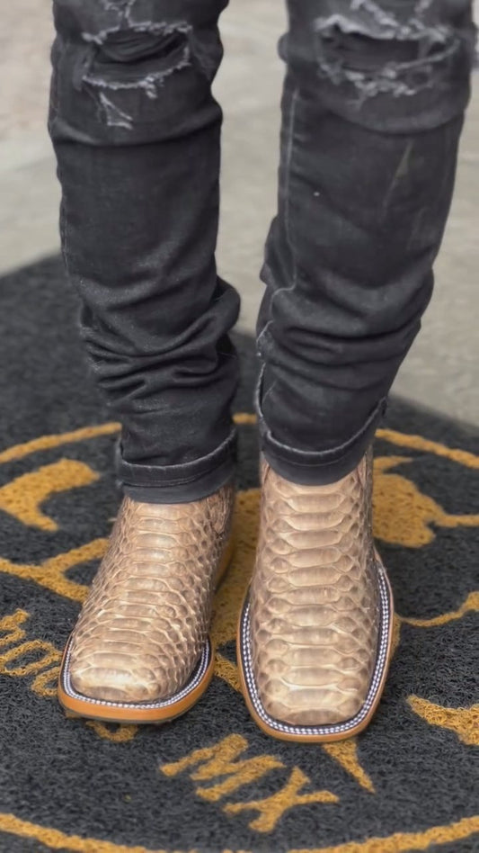 Vintage Python Skin Western Cowboy Boots