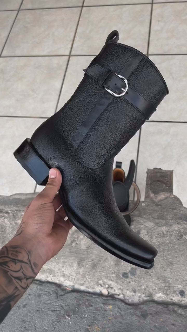 Unique And Original Belt Style Leather Boots