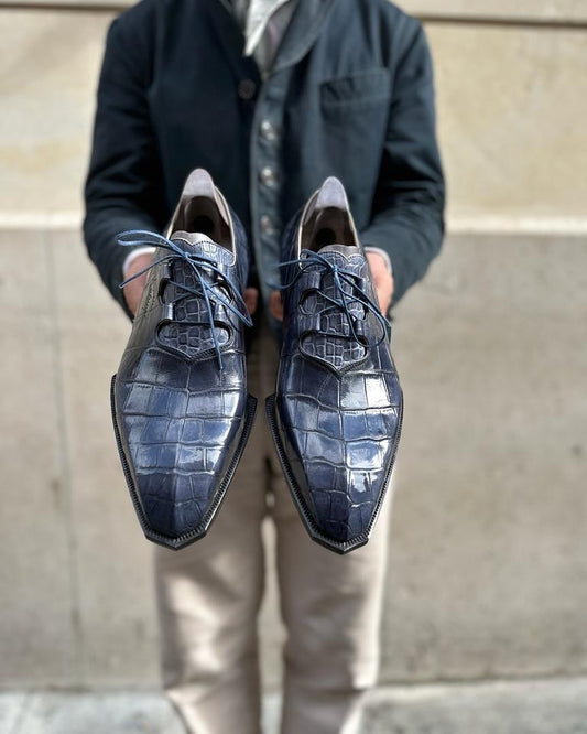 Crocodile Men's Formal Gray Oxfords